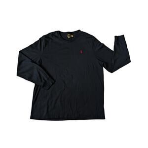 Polo Ralph Lauren Sweatshirt Mens XXL-TTG Black Cotton Pony Crew Neck Workwear